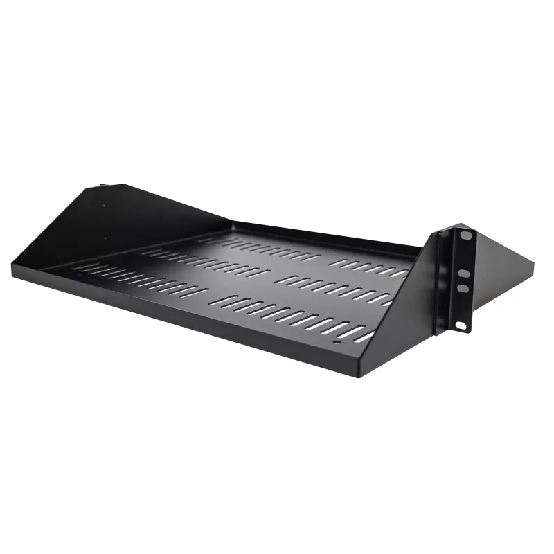 StarTech.com 2U serverrack-legbord, midden gemonteerd universeel geventileerd rackmount-uitsteekblad voor 19-inch netwerkkast, robuuste stalen uitvoering, 91 kg draagvermogen, 356 mm diepte, zwart