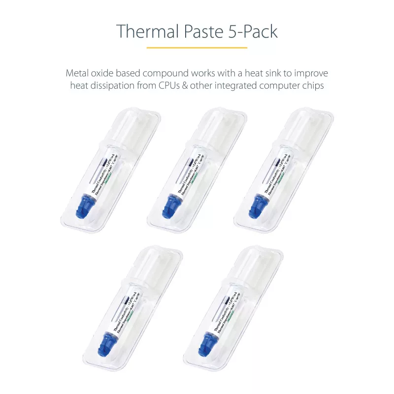 StarTech.com warmtegeleidingspasta, 5-pack hersluitbare spuiten (elk 1,5 g), metaaloxide-verbinding, warmtegeleidingspasta voor CPU-koellichaam