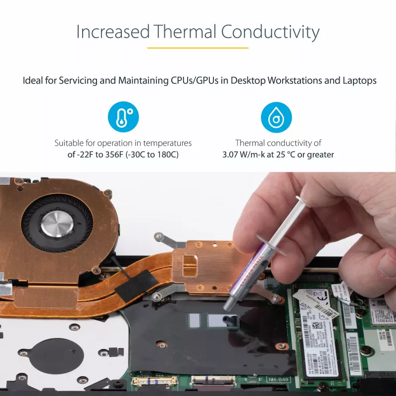 StarTech.com warmtegeleidingspasta, metaaloxide-verbinding, hersluitbare spuit (1,5 g), warmtegeleidingspasta voor CPU-koellichaam