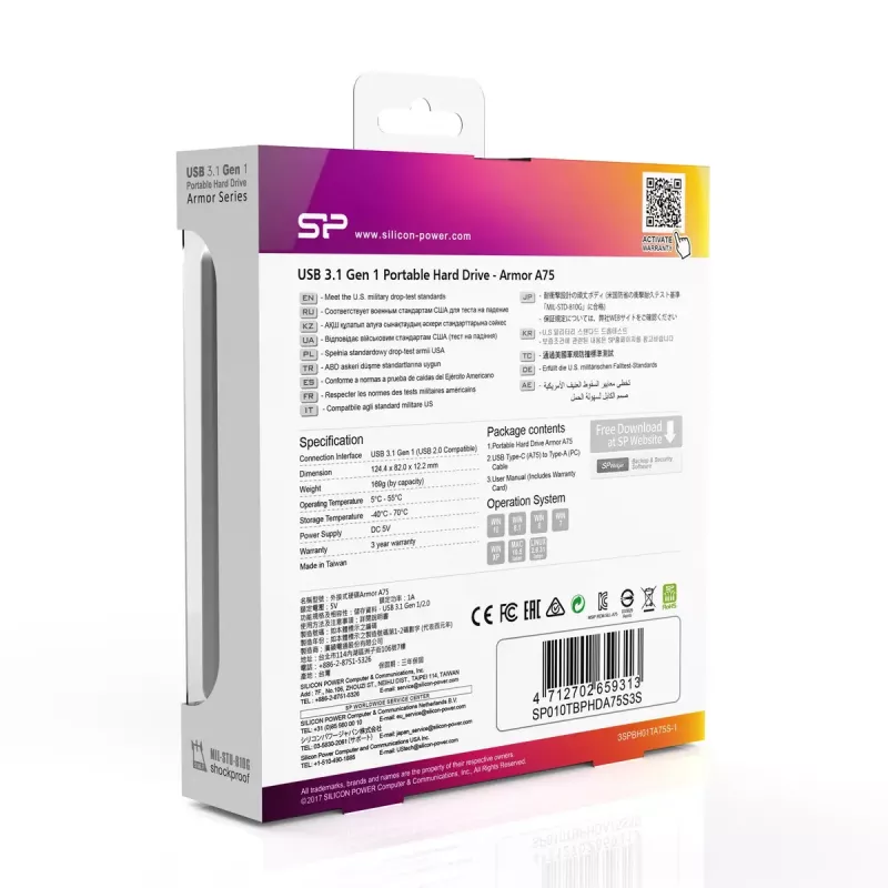Externe harde schijf Silicon Power 1 TB USB Type-C Armor A75