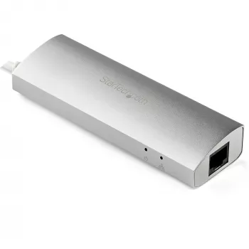 StarTech.com 3-poorts draagbare USB 3.0-hub met Gigabit Ethernet - geïntegreerde kabel~3-poorts draagbare USB 3.0-hub met Gigabit Ethernet - 5 Gbit/s - geïntegreerde kabel