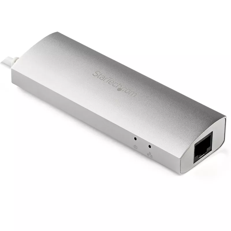 StarTech.com 3-poorts draagbare USB 3.0-hub met Gigabit Ethernet - geïntegreerde kabel~3-poorts draagbare USB 3.0-hub met Gigabit Ethernet - 5 Gbit/s - geïntegreerde kabel