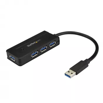 StarTech.com 4-poorts USB 3.0-hub (SuperSpeed 5 Gbit/s) met snelopladen – draagbare USB 3.1 Gen 1 Type-A laptop/desktop hub – USB bus-power of zelfgevoed voor hoge prestaties – mini/compact