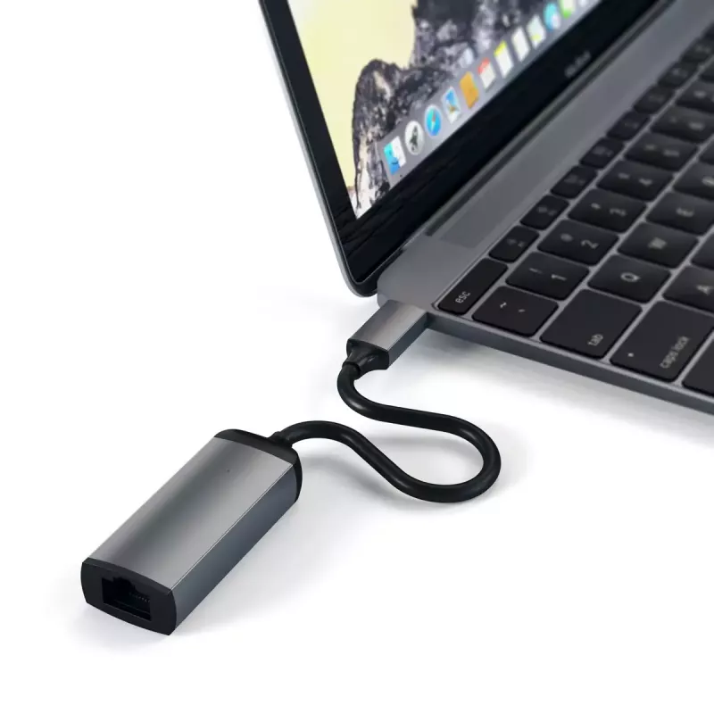 Satechi ST-TCENM USB-C naar Gigabit Ethernet-adapter, aluminium, spacegrijs