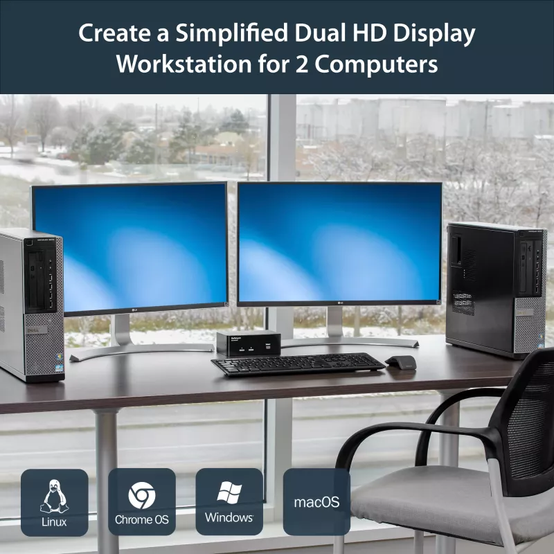 StarTech.com 2-poorts Dual DisplayPort USB KVM-switch met audio & USB 2.0-hub