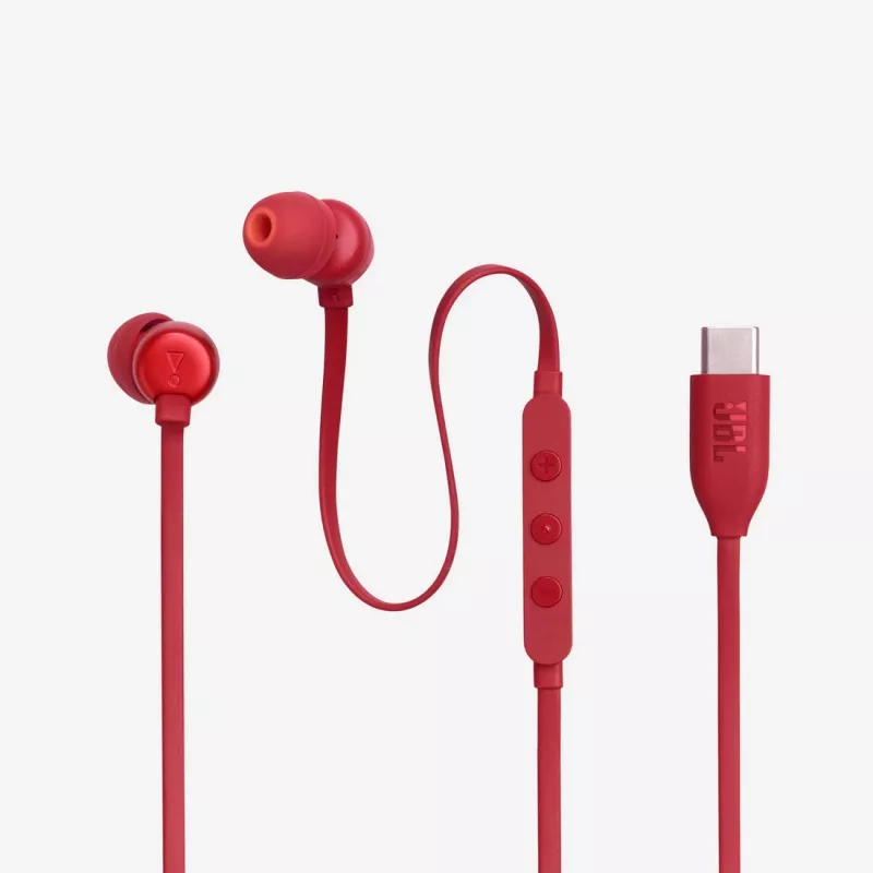 JBL Tune 310C headset bedraad in-ear gesprekken/muziek USB Type-C rood