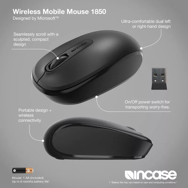 Incase Designed by Microsoft Wireless Mobile 1850 muis reis dubbelhandig RF draadloos optisch