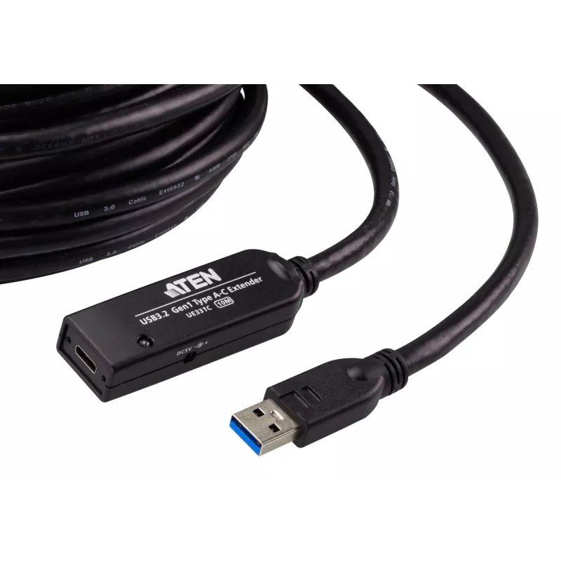 ATEN USB 3.2 Gen1 verlengkabel 10m USB A naar USB C zwart