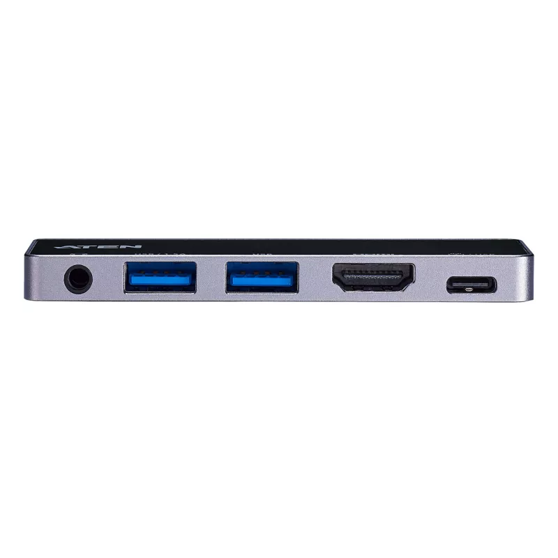 ATEN USB-C travel dock met power pass-through, universeel, USB Type-C, zwart, zilver