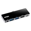 ATEN USB-C travel dock met power pass-through, universeel, USB Type-C, zwart, zilver