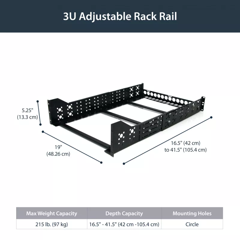 StarTech.com 3U vaste 19-inch universele server-rackrails met verstelbare diepte
