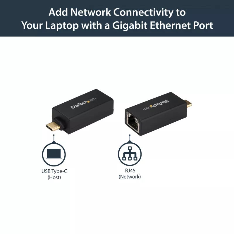 StarTech.com USB C naar Gigabit Ethernet adapter – 1 Gbit/s NIC USB 3.0/USB 3.1 type C netwerkadapter – 1GbE USB-C naar RJ45/LAN-poort Thunderbolt 3 compatibel Windows MacBook Pro Chromebook