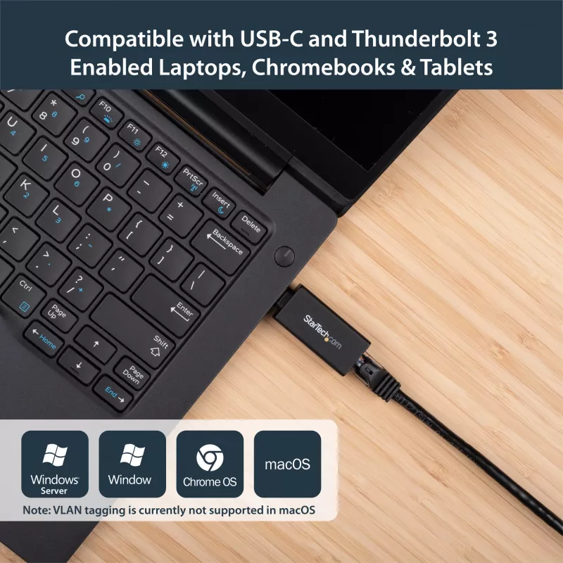 StarTech.com USB C naar Gigabit Ethernet adapter – 1 Gbit/s NIC USB 3.0/USB 3.1 type C netwerkadapter – 1GbE USB-C naar RJ45/LAN-poort Thunderbolt 3 compatibel Windows MacBook Pro Chromebook