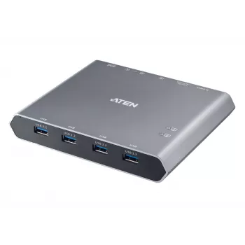 ATEN 2-poorts 4K DisplayPort USB-C KVM dock switch met power pass-through