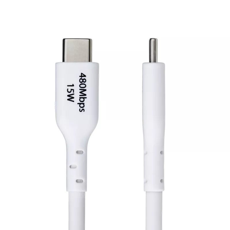 StarTech.com 3m (9.8ft) USB-A naar USB-C oplaadkabel, opladen & synchroniseren, 3A, USB 2.0, TPE-mantel – witte USB-oplaadkabel