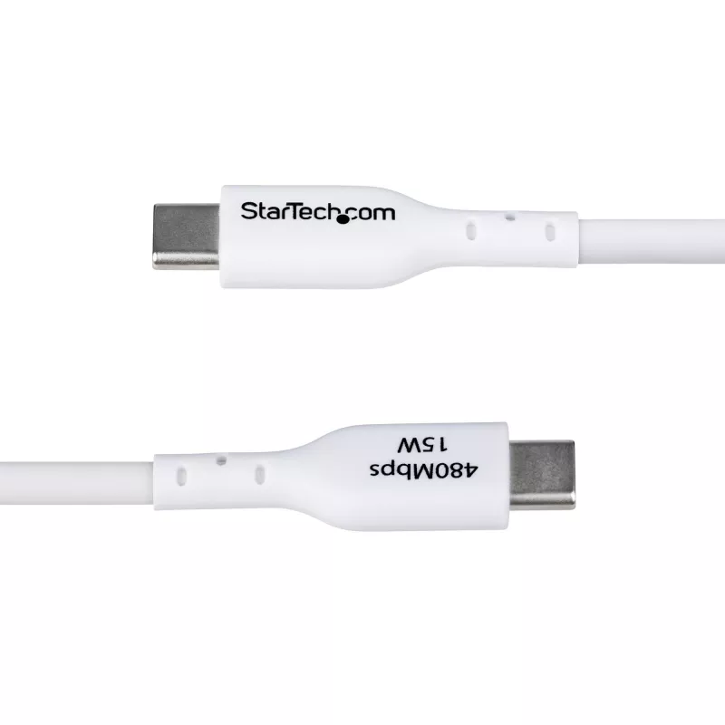 StarTech.com 3m (9.8ft) USB-A naar USB-C oplaadkabel, opladen & synchroniseren, 3A, USB 2.0, TPE-mantel – witte USB-oplaadkabel