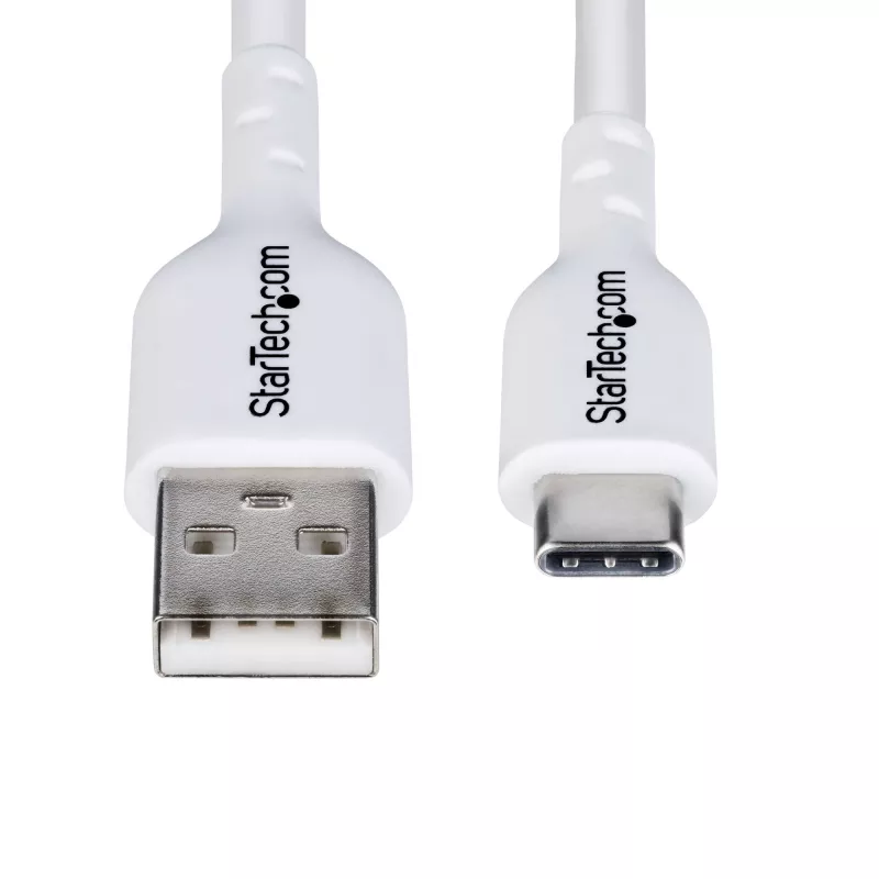 StarTech.com 3m (9.8ft) USB-A naar USB-C oplaadkabel, opladen & synchroniseren, 3A, USB 2.0, TPE-mantel – witte USB-oplaadkabel