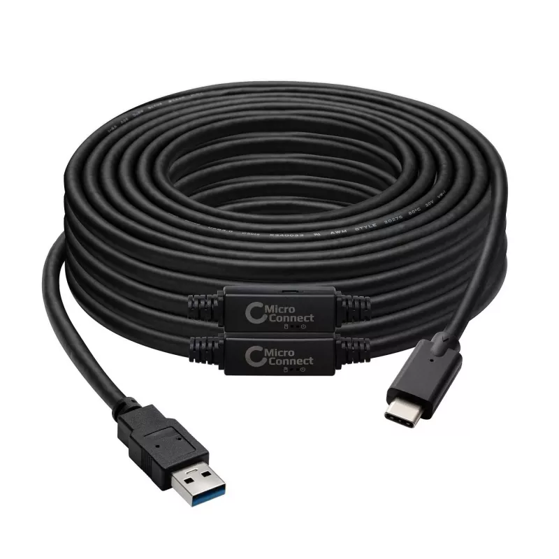 Microconnect USB3.1CA10AMP USB-kabel USB 3.2 Gen 1 (3.1 Gen 1) 10 m USB C USB A zwart