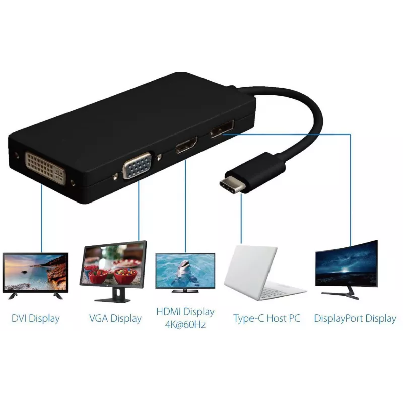 Microconnect USB3.1CCOM10 USB-grafische adapter 3840 x 2160 pixel zwart