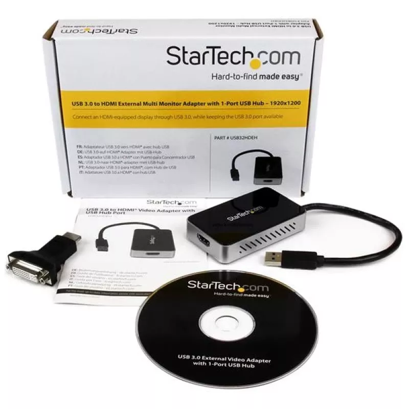 StarTech.com USB 3.0 naar HDMI-adapter met 1x USB, USB naar HDMI-monitorconverter voor Windows (geen ondersteuning voor macOS/ChromeOS/Linux) - TAA