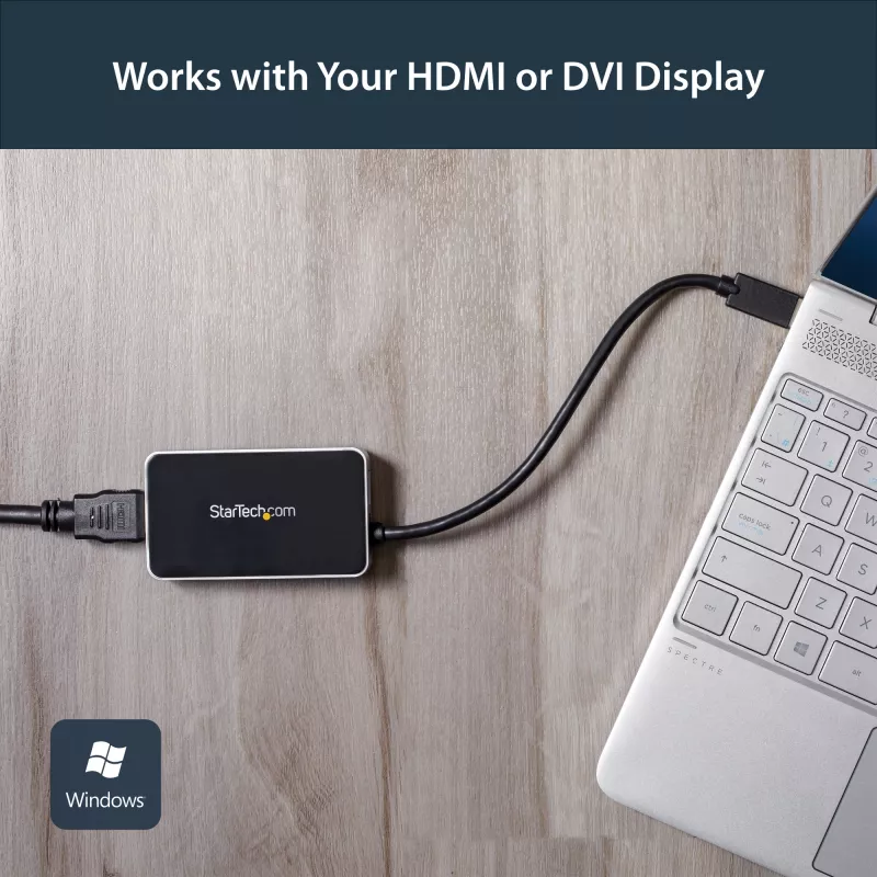 StarTech.com USB 3.0 naar HDMI-adapter met 1x USB, USB naar HDMI-monitorconverter voor Windows (geen ondersteuning voor macOS/ChromeOS/Linux) - TAA