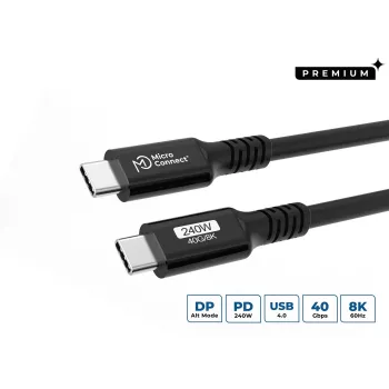 USB-kabel Microconnect USB4CC3-240W 3 m USB4 Gen 3x2 40 Gbit/s zwart