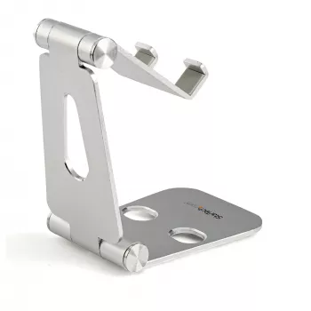 StarTech.com telefoon- en tabletstandaard - Opvouwbare universele houder voor mobiele apparaten, voor smartphones & tablets - Verstelbare multi-hoek ergonomische telefoonstandaard voor bureau - Draagbaar - zilver