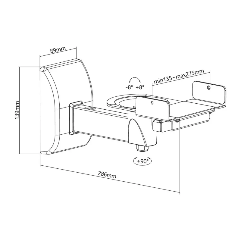 Luidsprekerbeugel Vivolink VLMSP15 wand zwart 15 kg capaciteit