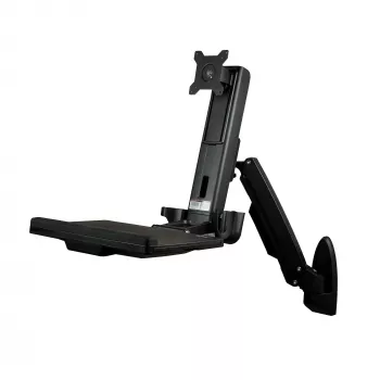 StarTech.com wandmontage-workstation – gelede full-motion zit-sta-bureau met ergonomische, hoogteverstelbare monitor- en toetsenbordplateau-arm – muis- en scannerhouder – enkele VESA-display