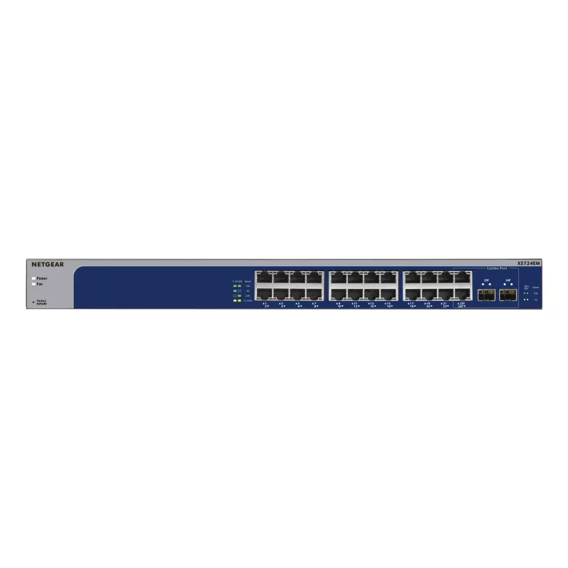NETGEAR XS724EM Managed L2 10G Ethernet (100/1000/10000) 1U blauw, grijs