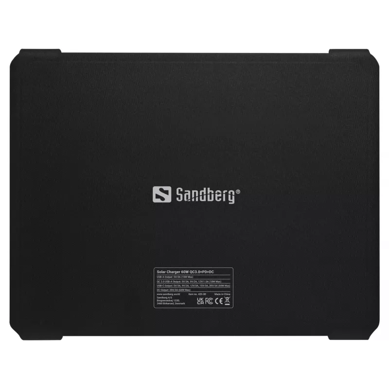 Sandberg solar-oplader 60W QC3.0+PD+DC monokristallijn zwart