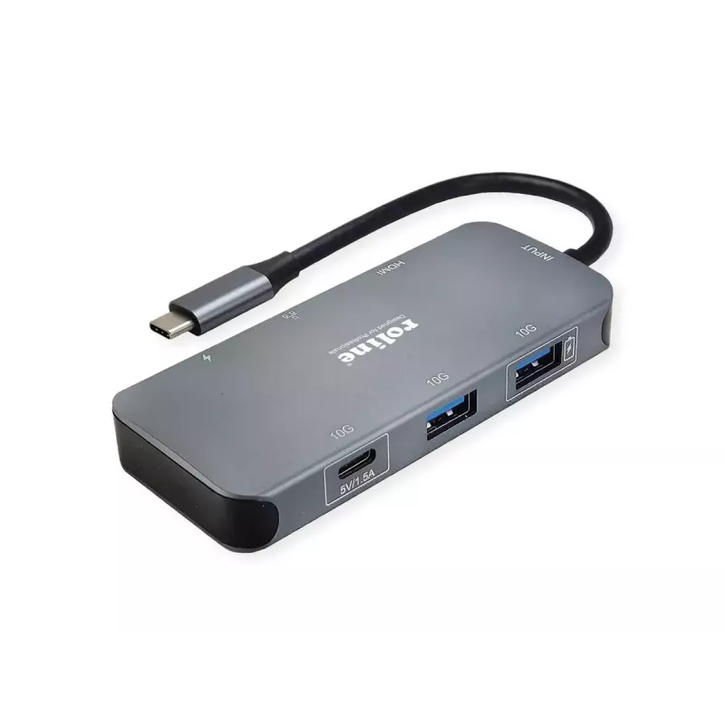 ROLINE USB Type-C-hub 12.02.1121 HDMI RJ-45 USB 3.2 Gen 2 grijs