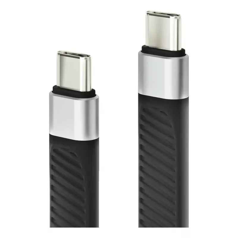 Techly ICOC-USBC-FL-U4 USB4 Gen3 USB-C naar USB-C flexibele platte kabel, 0,124 m