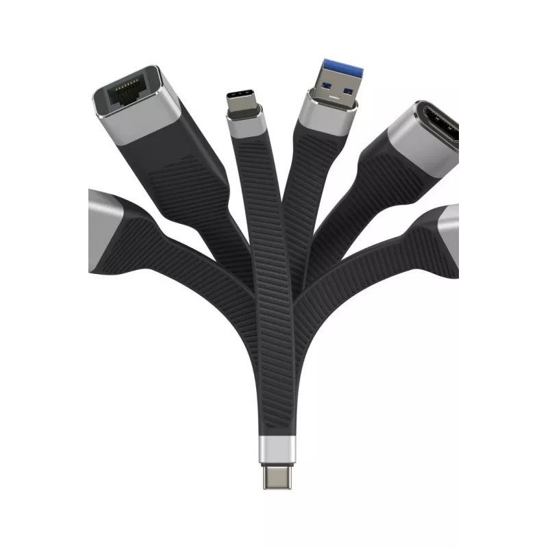 Techly ICOC-USBC-FL-U4 USB4 Gen3 USB-C naar USB-C flexibele platte kabel, 0,124 m