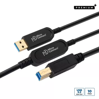 Microconnect MC-USB3.0AB20OP USB-kabel USB 3.2 Gen 2 (3.1 Gen 2) 20 m USB A USB B zwart