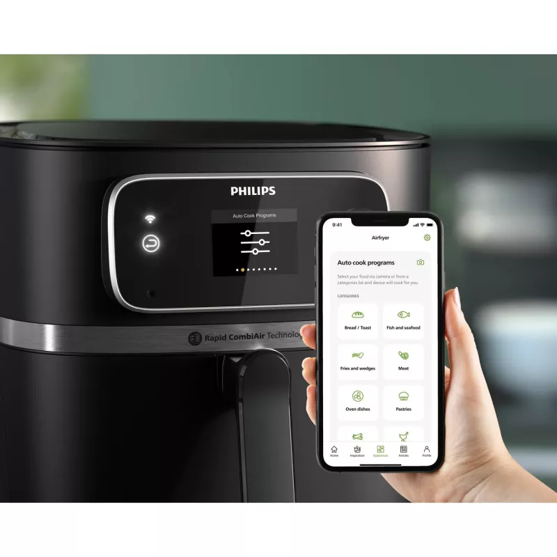 Heteluchtfriteuse Philips 7000-serie HD9880/90 8,3 l 2200 W zwart roestvrijstaal