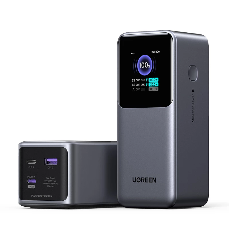 Ugreen 20000mAh 130W snelladen powerbank lithium grijs