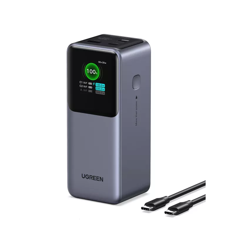 Ugreen 20000mAh 130W snelladen powerbank lithium grijs