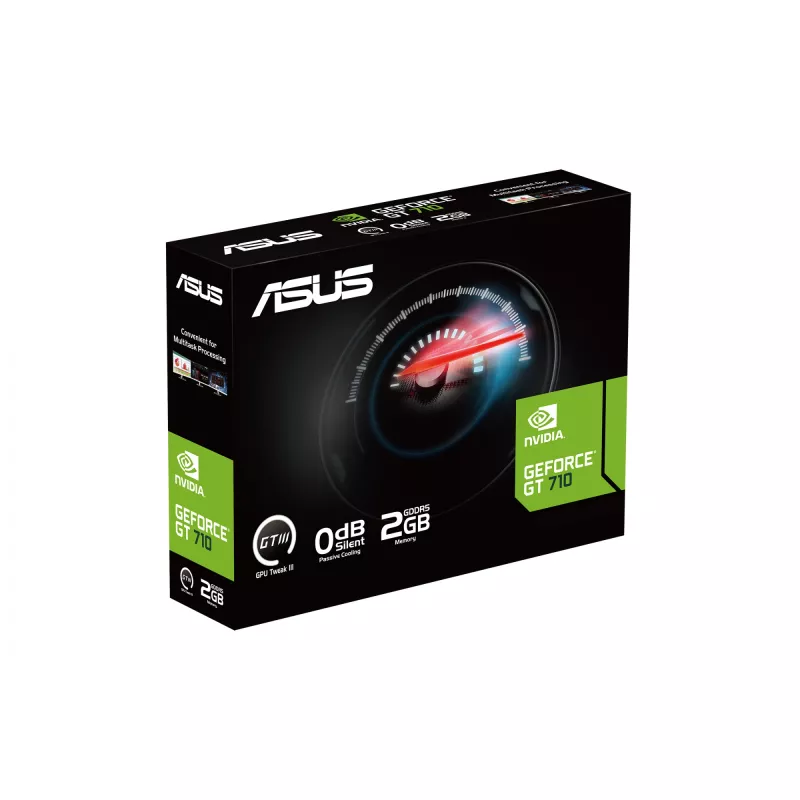 Grafische kaart ASUS GeForce GT 710 — 2 GB GDDR5, 64-bit, PCIe 2.0, passieve koeling