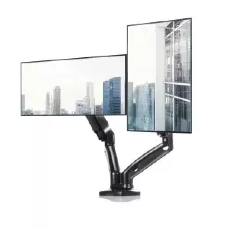 ART L-16GD bureausteun voor 2 monitoren 13-27" (33-68,6 cm), VESA 75x75/100x100, gasveer, max. 6,5 kg per monitor, zwart