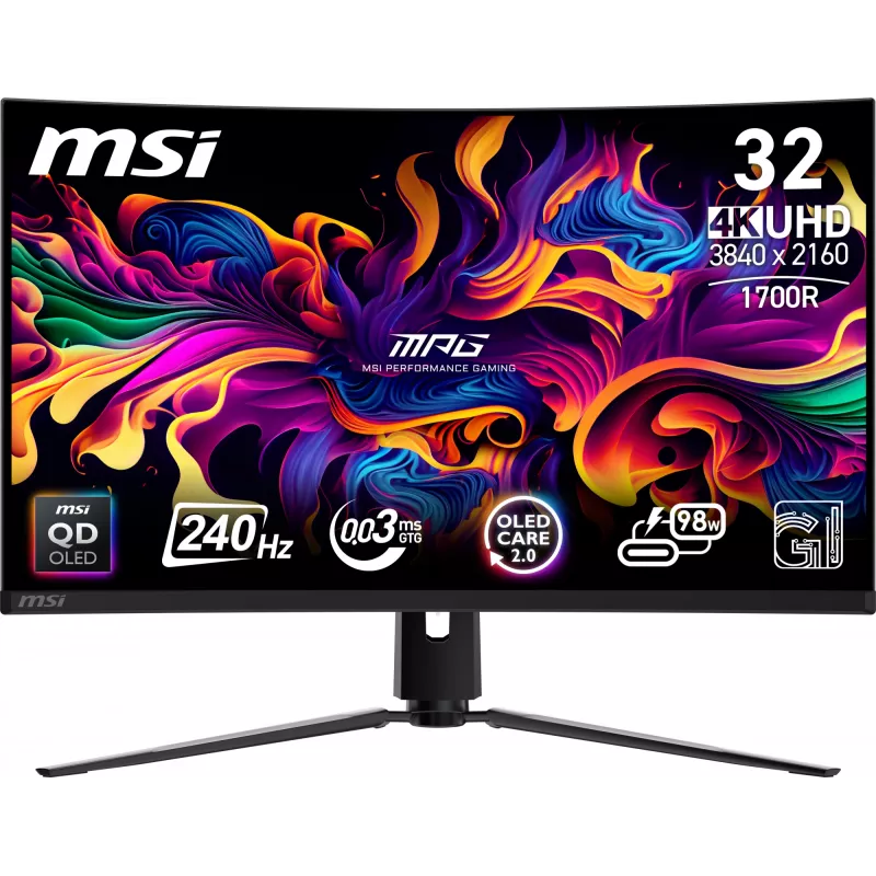 MSI MPG 321CURX QD-OLED computermonitor 80 cm (31,5 inch) 3840 x 2160 pixels 4K Ultra HD zwart