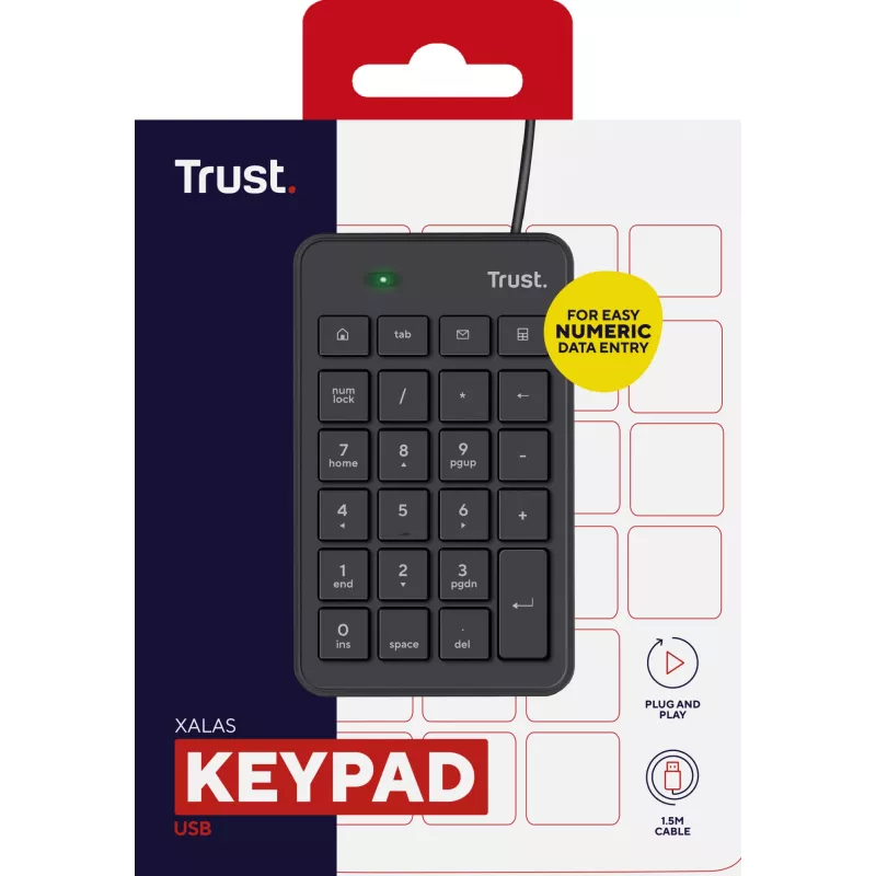 Trust 22221 cijferblok laptop/pc USB zwart