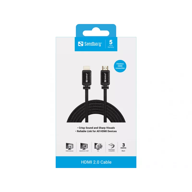 HDMI-kabel Sandberg HDMI 2.0 19M-19M 3m