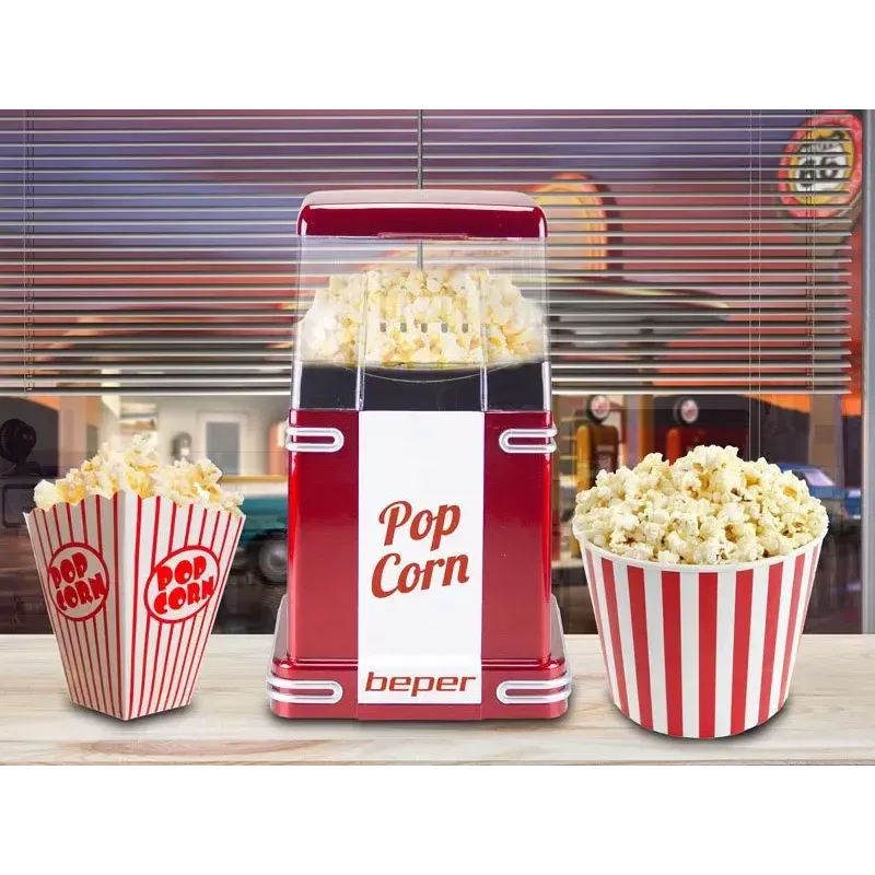 Popcornmachine Beper 90.590Y rood wit 1200 W 3 min