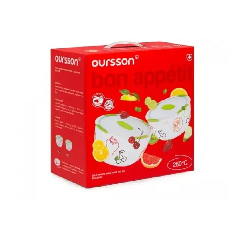 Oursson BS4781RC/GA keramische saladekommenset, groene appel