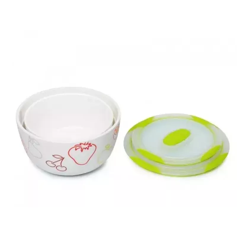 Oursson BS4781RC/GA keramische saladekommenset, groene appel