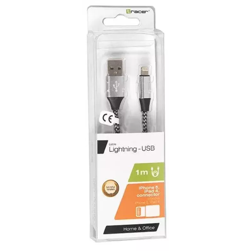 Lightning-kabel Tracer TRAKBK46268 1 m zwart zilver
