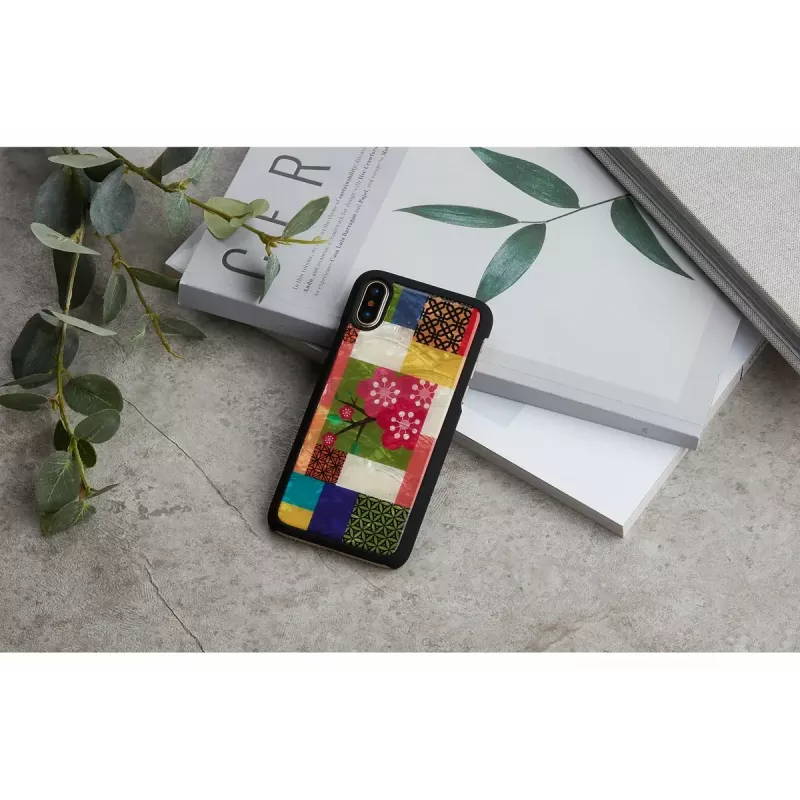 Smartphonehoesje iKins voor iPhone XS/S — kersenbloesem-wit design, beschermende hardcase pasvorm
