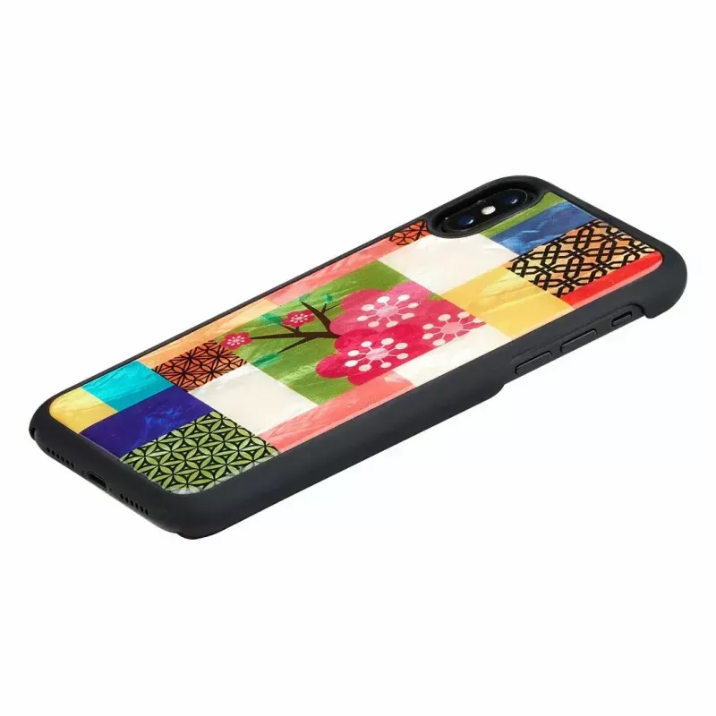 Smartphonehoesje iKins voor iPhone XS/S — kersenbloesem-wit design, beschermende hardcase pasvorm