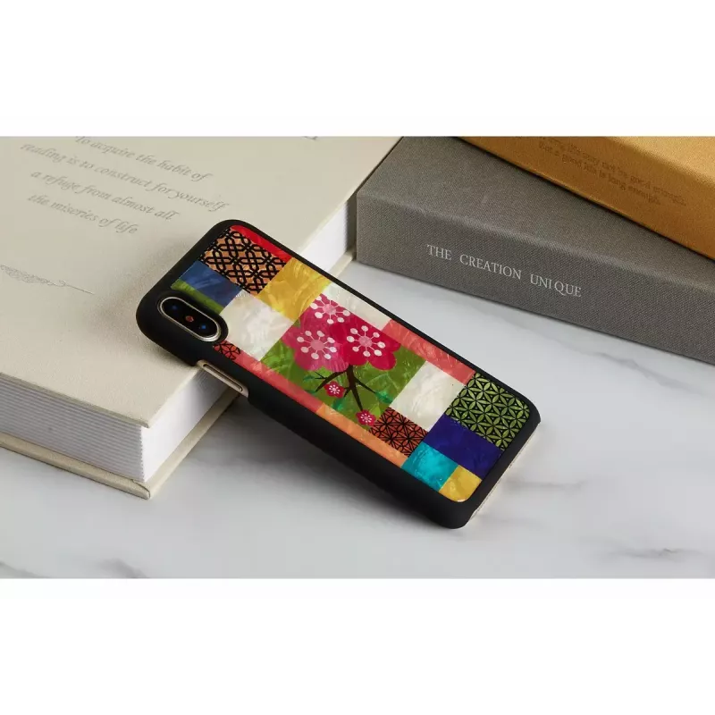 Smartphonehoesje iKins voor iPhone XS/S — kersenbloesem-wit design, beschermende hardcase pasvorm
